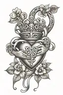 feminine delicate claddagh & shamrock intertwined tattoo design idea