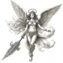 warrior angel flying  tattoo design idea