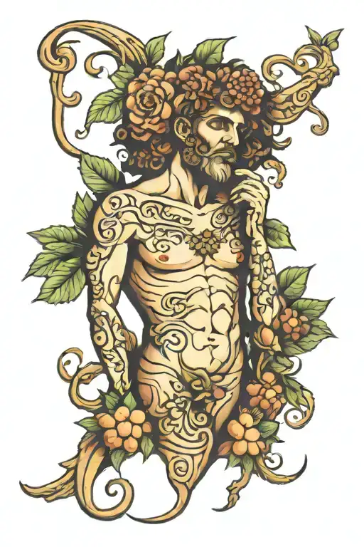 Dionysus whole body tattoo design idea