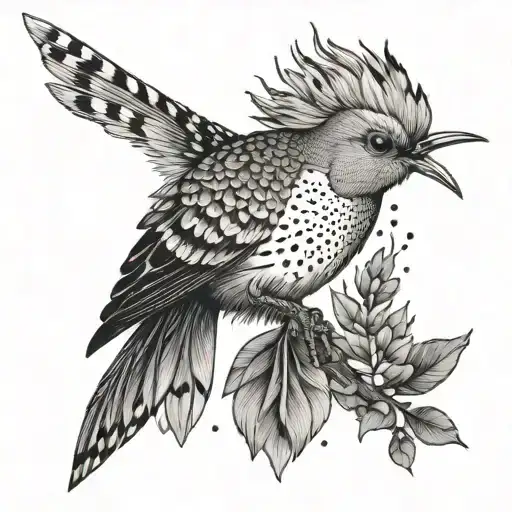 phoenix hoopoe fine lines without flower tattoo design idea
