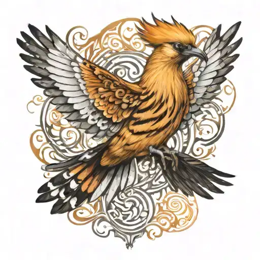 hoopoe in fenix mode flying tattoo design idea