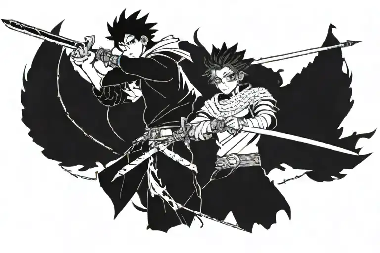 black clover asta and yami sukehiro with sword  tattoo design idea
