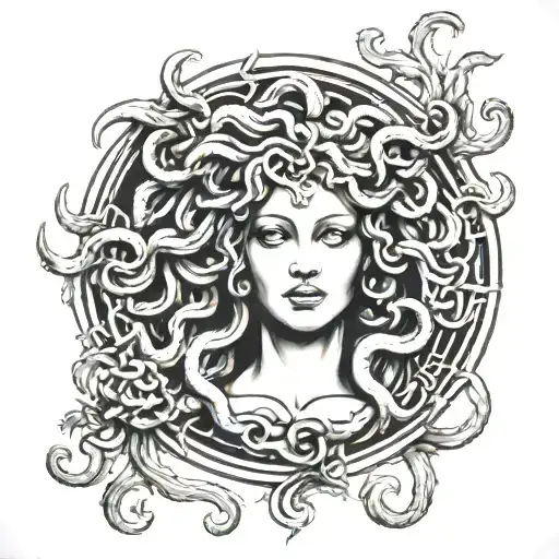 Medusa and sexual assault symbol tattoo design idea