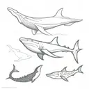 manta ray and whale shark tattoo design idea