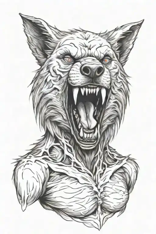 werewolf transformation tattoo design idea
