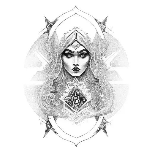 Numerology Tarot High Priestess Justice tattoo design idea