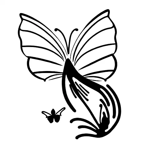 cat with butterfly tattoo design idea