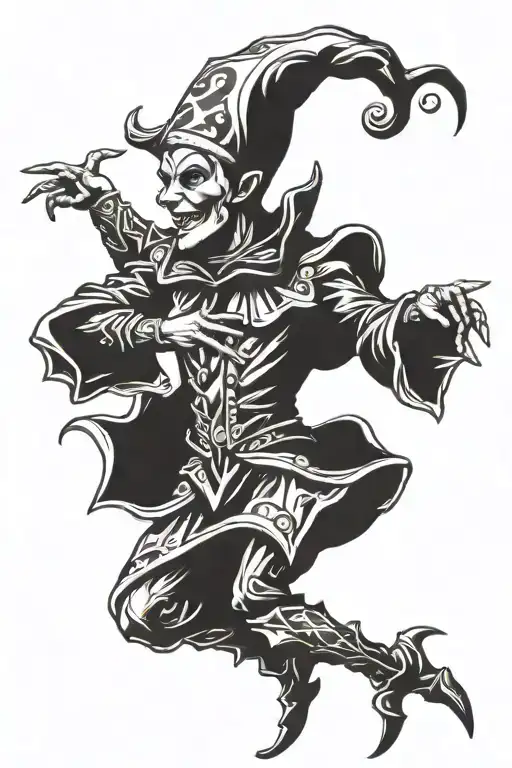dancing jester tattoo design idea