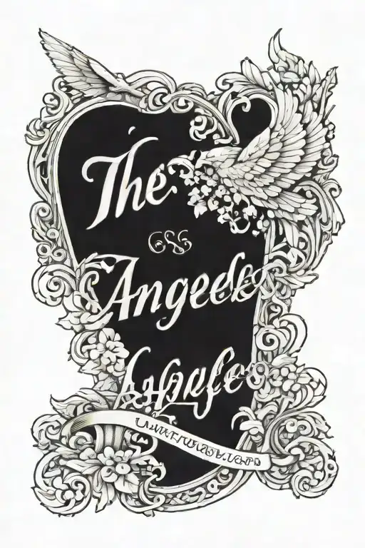 the name ANGELES with shadows around the name with the date 09-2-1936 at the bottom of the name tattoo design idea