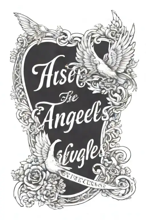 the name ANGELES with shadows around the name with the date 09-2-1936 at the bottom of the name tattoo design idea