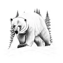 A snowboarding polar bear carving through the snow tattoo design idea