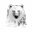 A snowboarding polar bear carving through the snow tattoo design idea