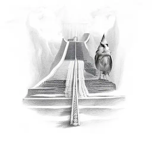 stairway to heaven with cardinal  tattoo design idea