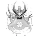 Demons trapped inside the word Mistreated written in Graffiti bubble letters trying to fight and claw their way out tattoo design idea
