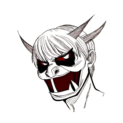 Anime Oni Mask Tattoo Idea - BlackInk AI