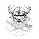 A viking warrior with dotwork details tattoo design idea