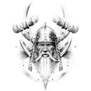 A viking warrior with dotwork details tattoo design idea
