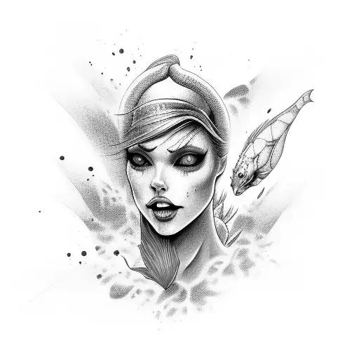 mermaid sinister fear tattoo design idea