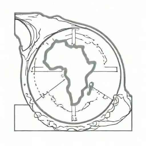 gypsy flag Wheel and africa Outlines combined together tattoo design idea