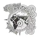 gypsy flag Wheel and africa Outlines combined together tattoo design idea