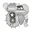 gypsy flag Wheel and africa Outlines combined together tattoo design idea