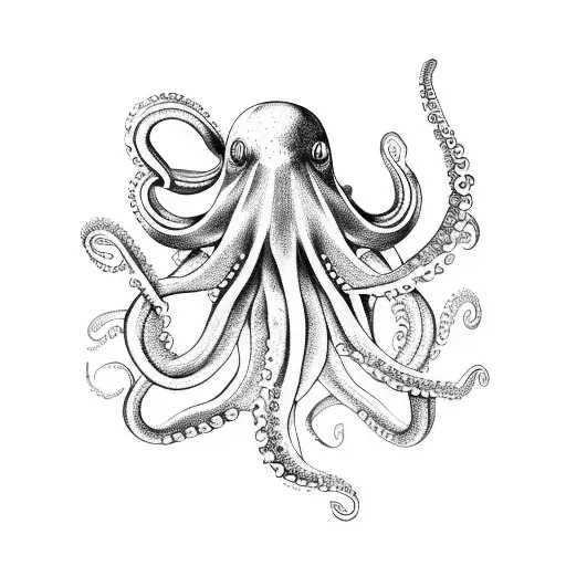 A detailed octopus wrapping around a dumbbell tattoo design idea
