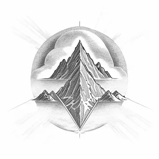 A surreal tattoo depicting the 7 summits as floating islands in the sky tattoo design idea
