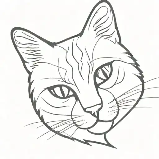 tuxedo cat face outline tattoo design idea