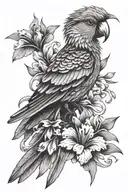 quetzal bird with gladiolas flowers tattoo design idea