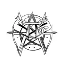 three swords crossed each other tattoo design idea