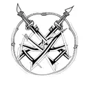three swords crossed each other tattoo design idea