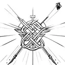 three swords crossed each other tattoo design idea