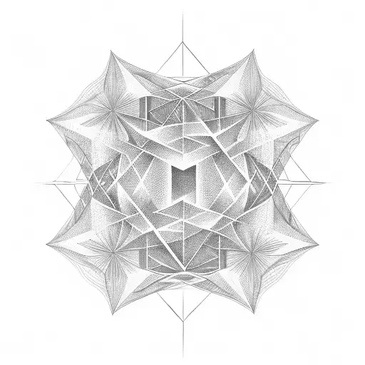 An abstract geometric design inspired by mathematical equations, incorporating musical notes and symbols tattoo design idea