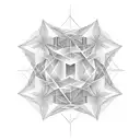 An abstract geometric design inspired by mathematical equations, incorporating musical notes and symbols tattoo design idea