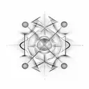 An abstract geometric design inspired by mathematical equations, incorporating musical notes and symbols tattoo design idea