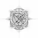 An abstract geometric design inspired by mathematical equations, incorporating musical notes and symbols tattoo design idea