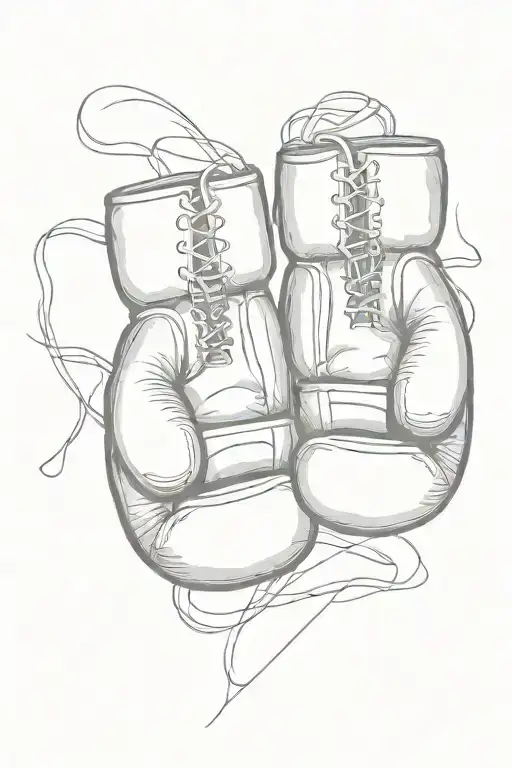A sketch style tattoo of a pair of boxing gloves intertwined with a winding path symbolizing patience and perseverance tattoo design idea