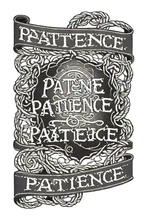 A boxing ring with the word 'patience' in Arabic script as the ropes tattoo design idea