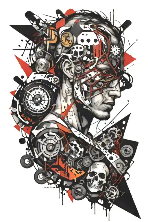 cyber sigilism collar bone piece tattoo design idea