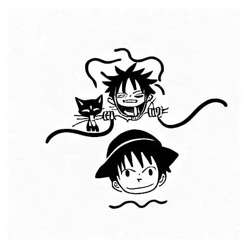 Luffy with cat tattoo design idea