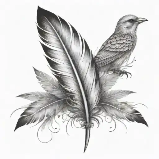 feather and birds  tattoo design idea