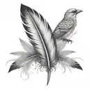 feather and birds  tattoo design idea