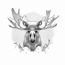 moose in stream with lily pads tattoo design idea