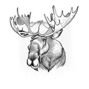 moose in stream with lily pads tattoo design idea