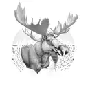 moose in stream with lily pads tattoo design idea