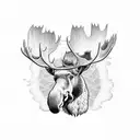 moose in stream with lily pads tattoo design idea