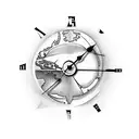 a clock and a globe together  tattoo design idea