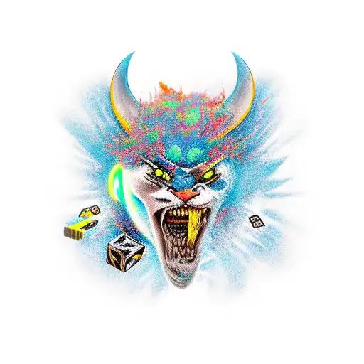 An epic scene from the client's favorite game in a new-school tattoo style tattoo design idea