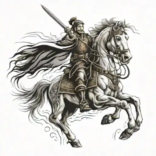 fierce mongol warrior tattoo design idea