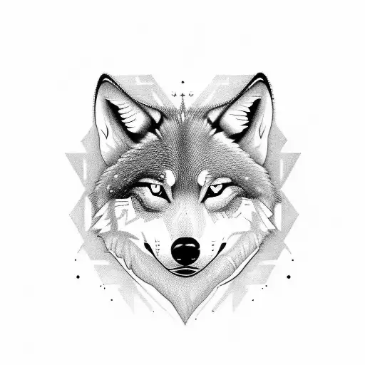 Here's a rough description of a possible tattoo template based on your request:  The tattoo features an alpha wolf stand tattoo design idea